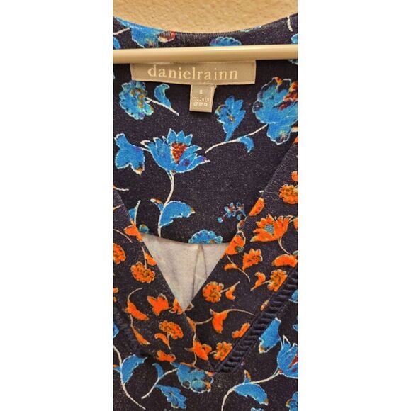 Daniel Rainn Small Dress. Black W/blue/red Floral Pattern Elastic Waist. Belt - Picture 5 of 6